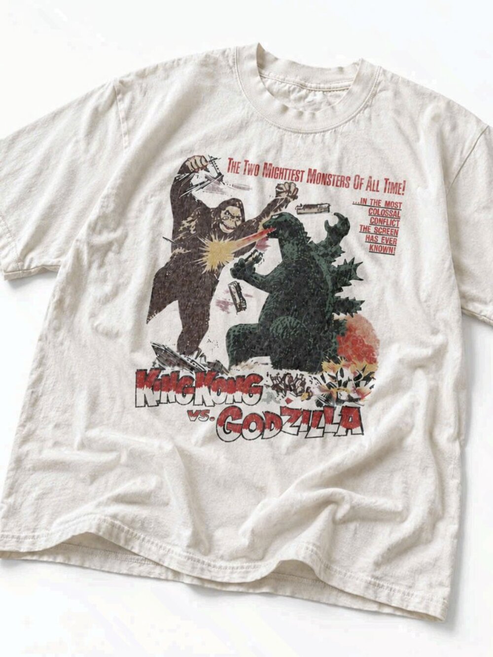 King Kong vs Godzilla Vintage Movie Tee Off-White